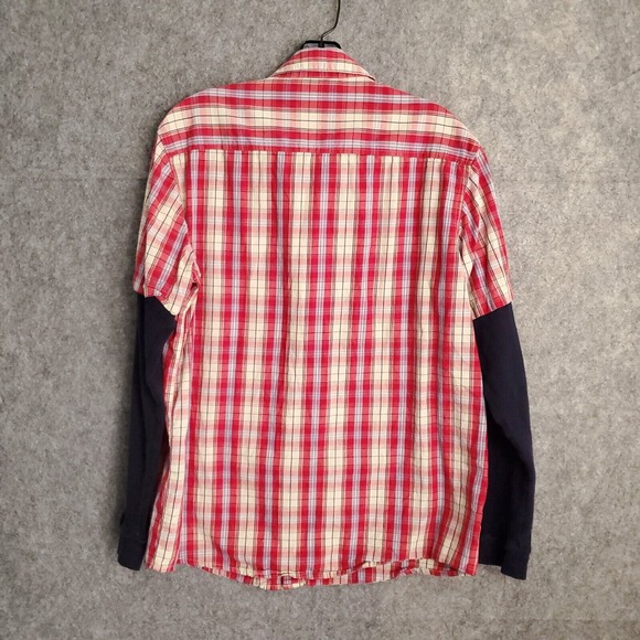 PHAT FARM Shirt Mens Medium M New York Plaid Red Button Up Long Sleeve - Picture 2 of 11